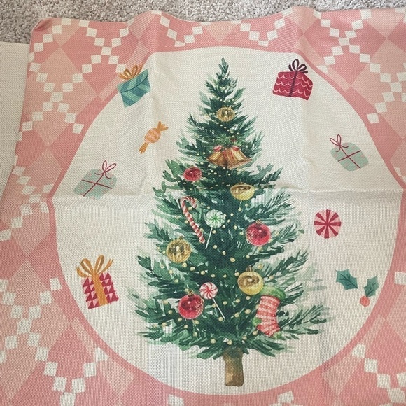 Set of 2 Christmas pillow covers pink Christmas linen blend NEW HOLIDAY DECOR - Picture 5 of 9